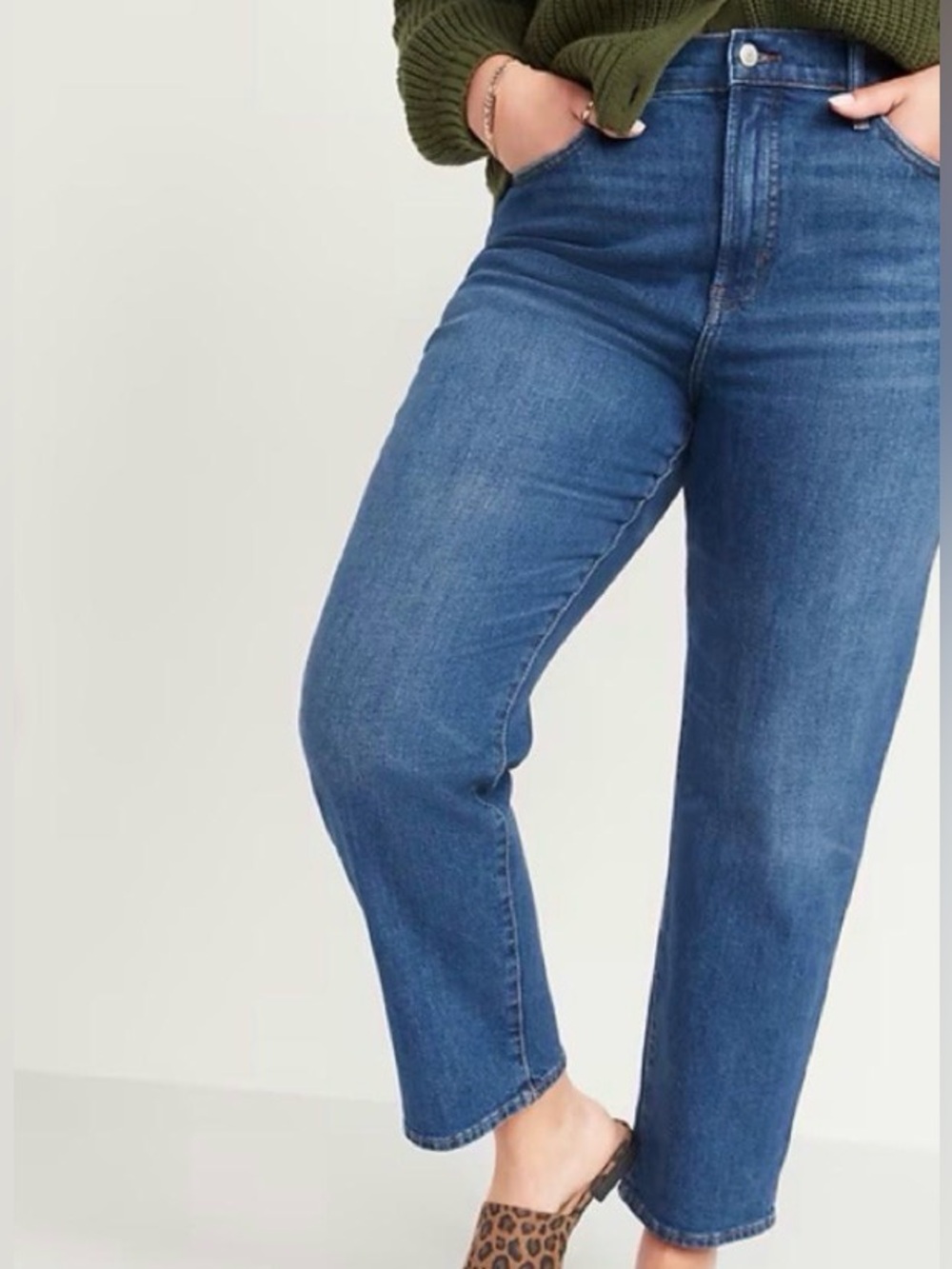 Old Navy OG High Rise Straight Ankle Medium Wash Plus Size Jeans Size 28 NWT